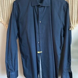 Men's Navy Blue Polka Dot Shirt